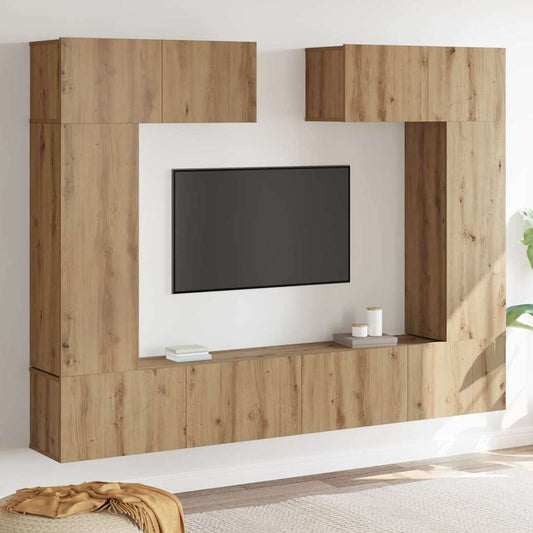 TV Cabinet Set Wall-mounted 6 pcs Artisan oak 200 x 30 x 150 cm