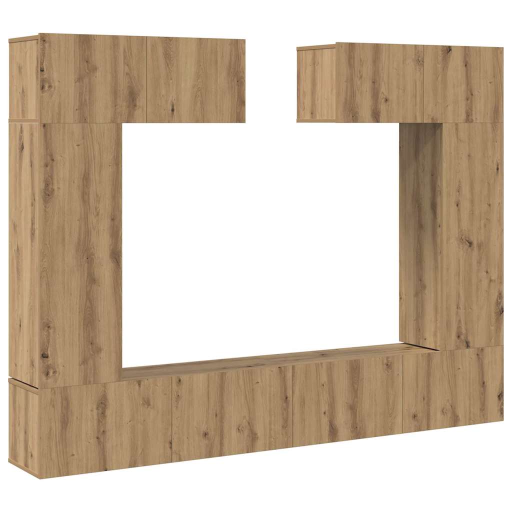 TV Cabinet Set Wall-mounted 6 pcs Artisan oak 200 x 30 x 150 cm