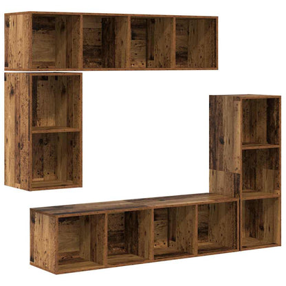 TV Cabinet Set Wall-mounted 4 pcs Old Wood Engineered Wood