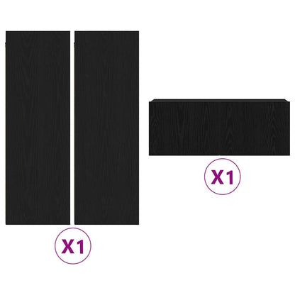 4 Piece TV Cabinet Set Black Oak Engineered Wood