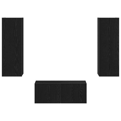 4 Piece TV Cabinet Set Black Oak Engineered Wood