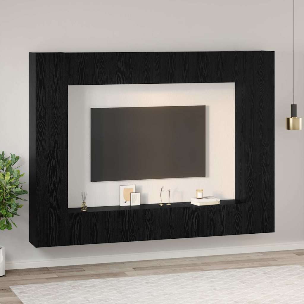 TV Cabinet Set 10 pcs Black oak Medium 30.5 x 30 x 90 cm