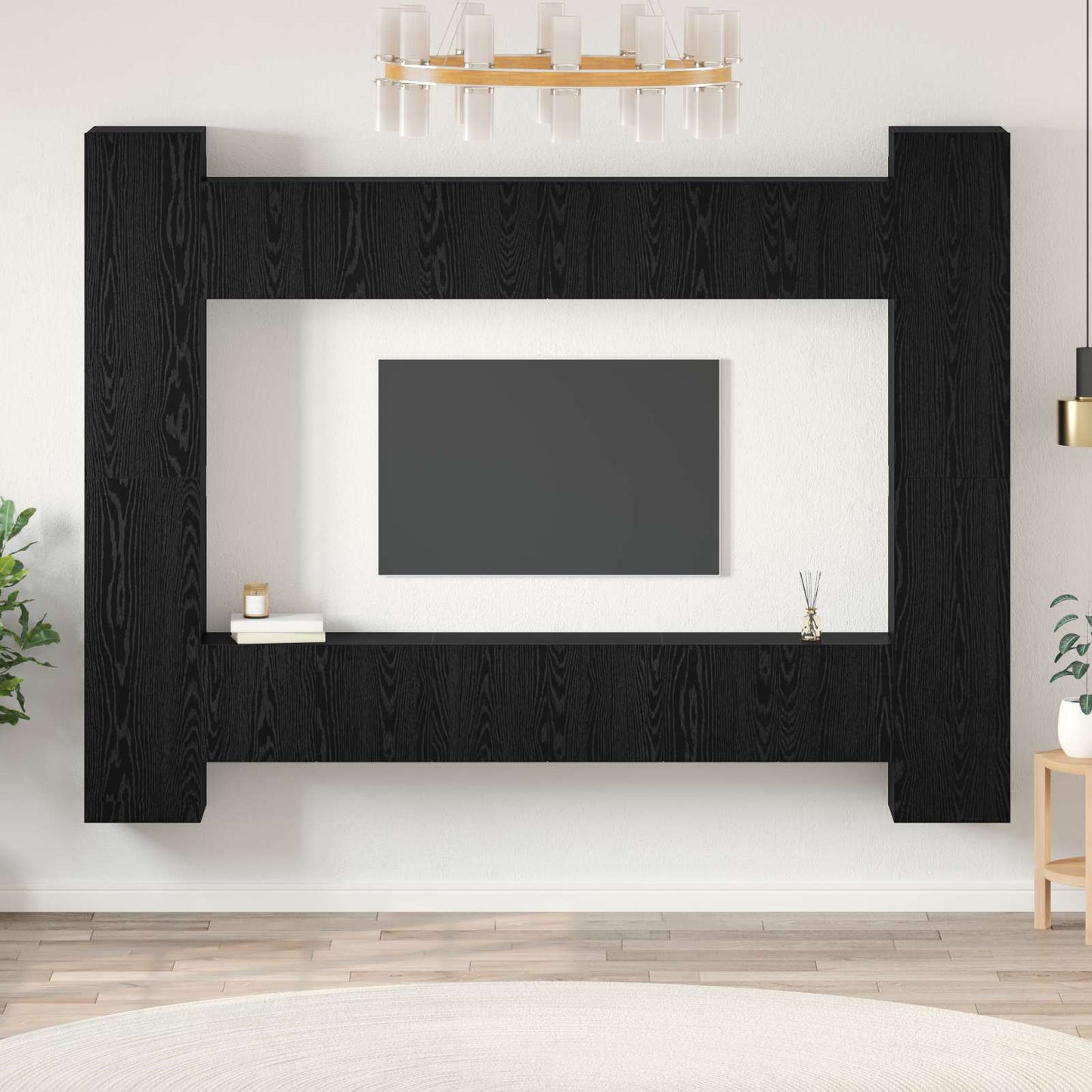 TV Cabinet Set Wall-mounted 10 pcs Black Oak 30.5 x 30 x 90 cm