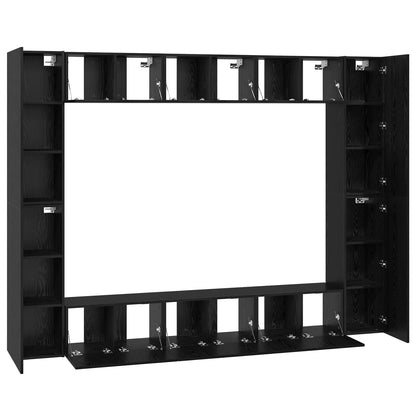 TV Cabinet Set Wall-mounted 10 pcs Black Oak 30.5 x 30 x 90 cm