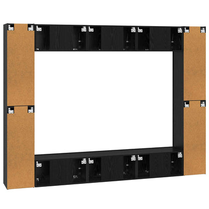 TV Cabinet Set Wall-mounted 10 pcs Black Oak 30.5 x 30 x 90 cm