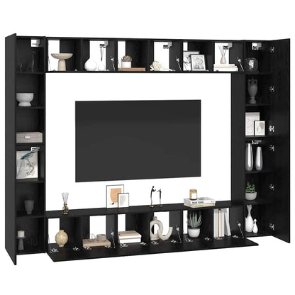 TV Cabinet Set 10 pcs Black oak Medium 30.5 x 30 x 90 cm