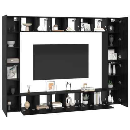TV Cabinet Set Wall-mounted 10 pcs Black Oak 30.5 x 30 x 90 cm