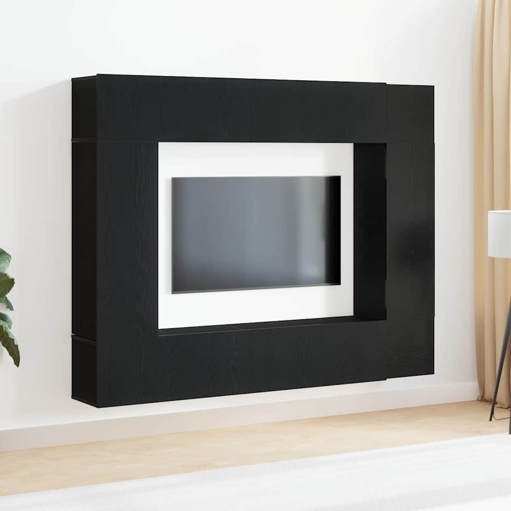 TV Cabinet Set 8 pcs Black oak 190.5 x 28.5 x 151 cm