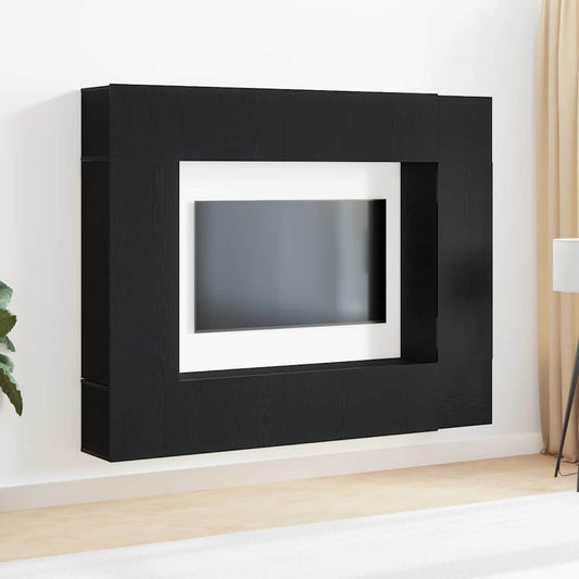 TV Cabinet Set 8 pcs Black oak 190.5 x 28.5 x 151 cm