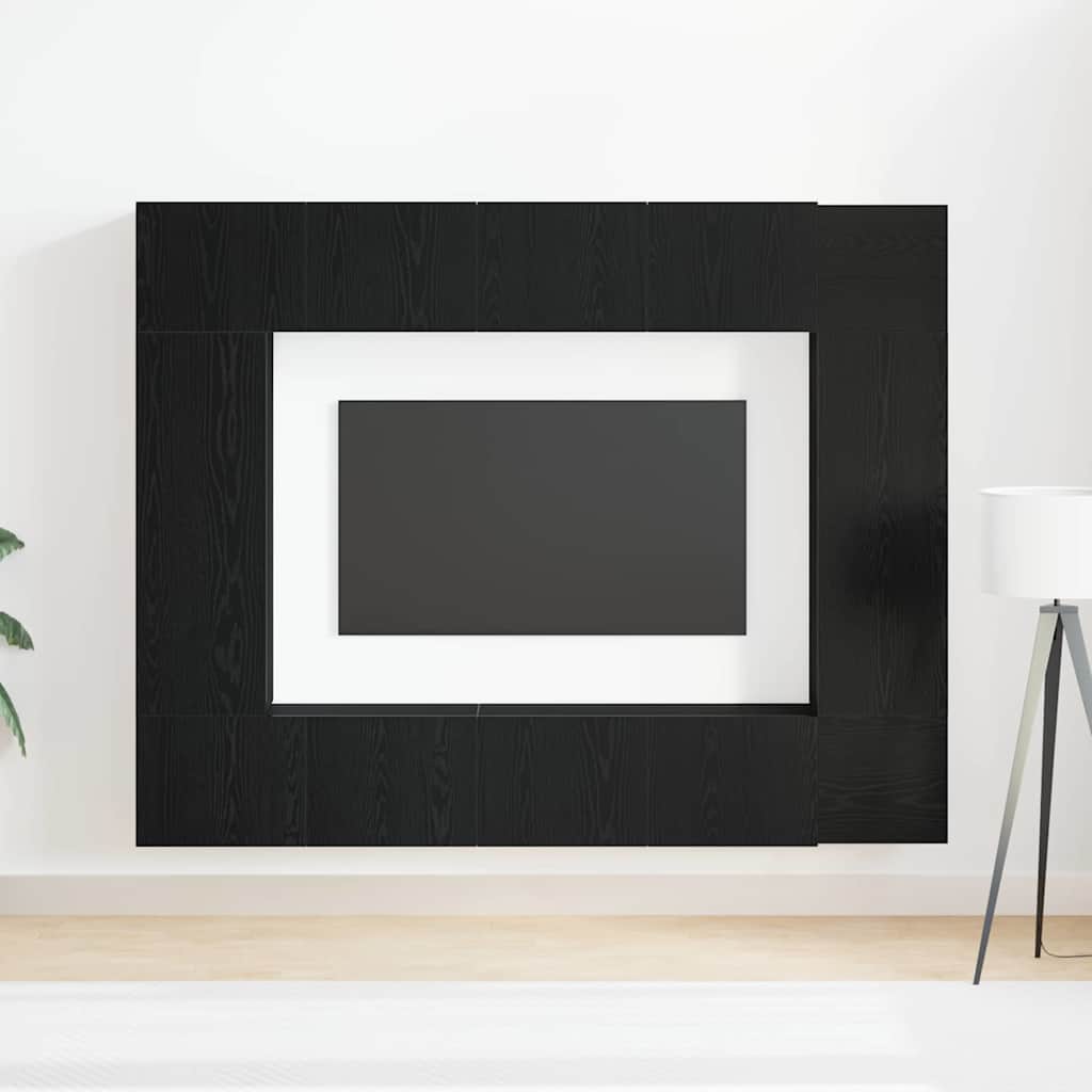 TV Cabinet Set 8 pcs Black oak 190.5 x 28.5 x 151 cm