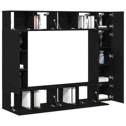 TV Cabinet Set 8 pcs Black oak 190.5 x 28.5 x 151 cm