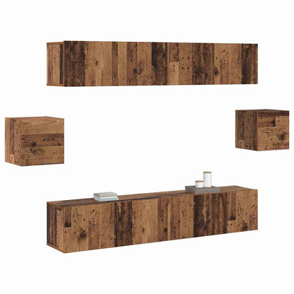 6 Piece TV Cabinet Set Old Wood Engineered Wood