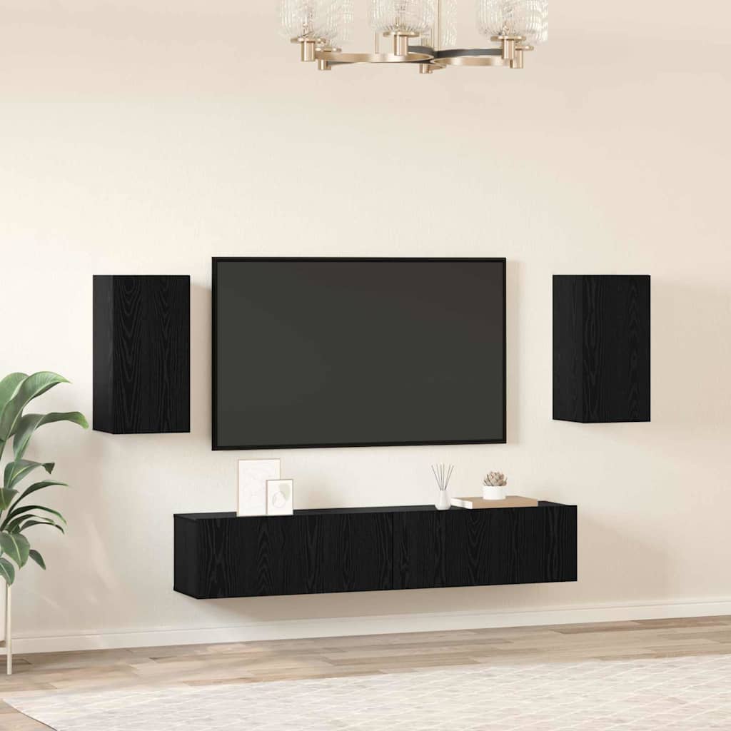 TV Cabinet Set 4 pcs Black oak 80 x 30 x 30 cm Engineered Wood