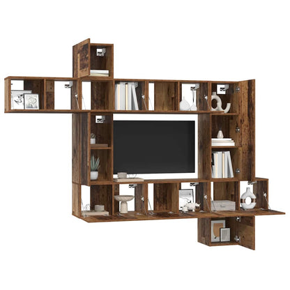 TV Cabinet Set Wall-mounted 10 pcs Old wood 30.5 x 30 x 90 cm