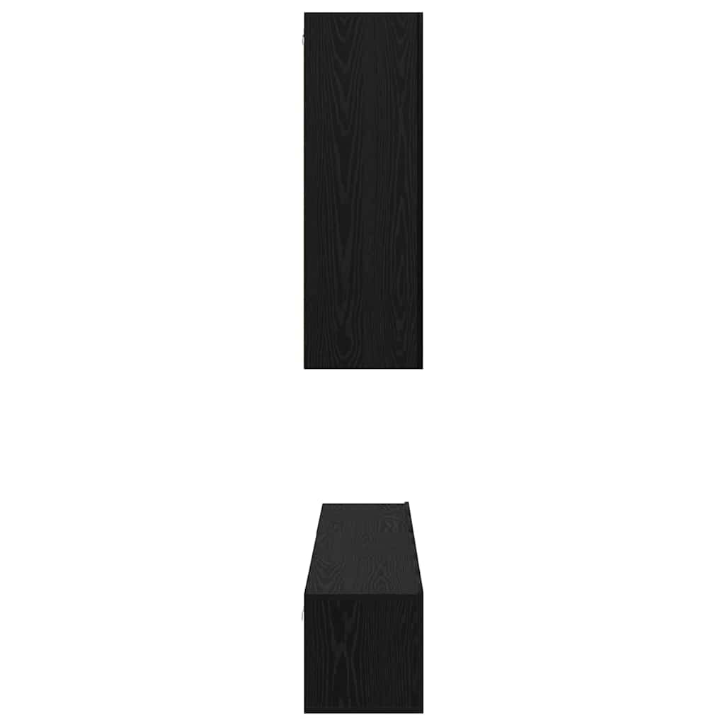 TV Cabinet Set Wall-mounted 6 pcs Black oak Engineered Wood