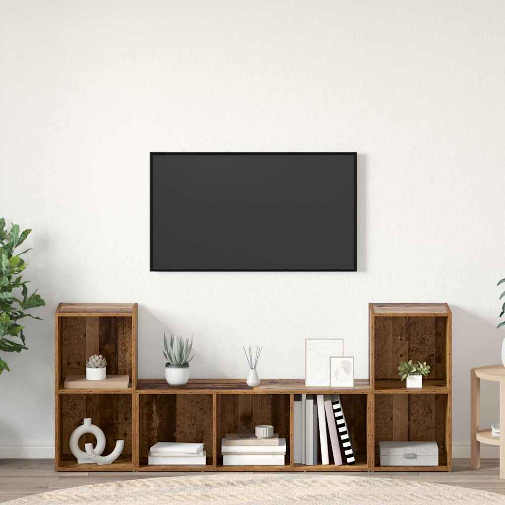 TV Cabinet Set Wall-mounted 3 pcs Brown Engineered Wood