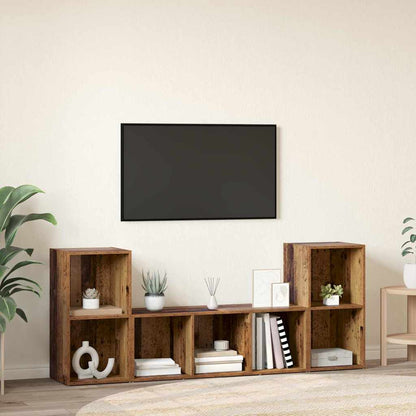 TV Cabinet Set Wall-mounted 3 pcs Brown Engineered Wood