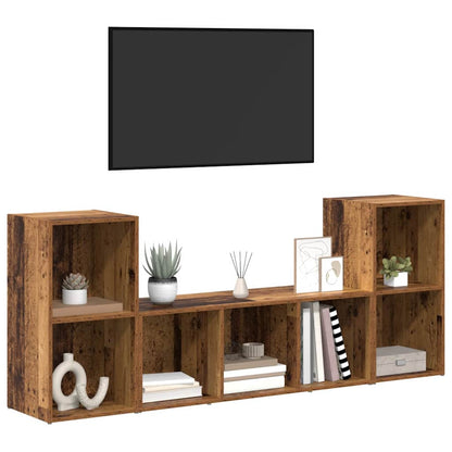 TV Cabinet Set Wall-mounted 3 pcs Brown Engineered Wood