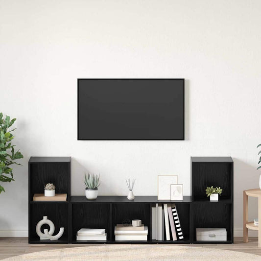 TV Cabinet 3 pcs Black 107 x 35 x 37 cm Engineered Wood