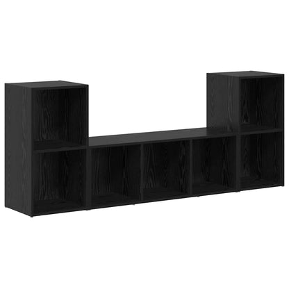 TV Cabinet 3 pcs Black 107 x 35 x 37 cm Engineered Wood