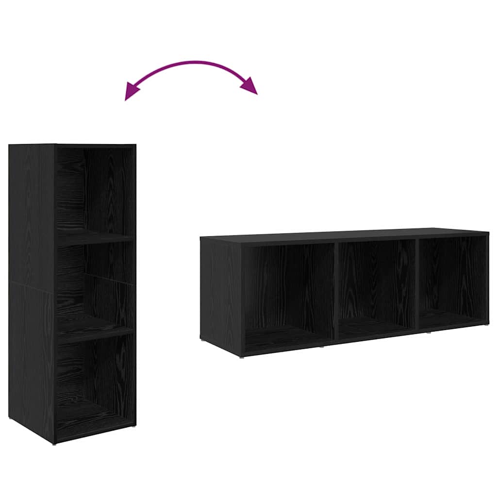 TV Cabinet 3 pcs Black 107 x 35 x 37 cm Engineered Wood