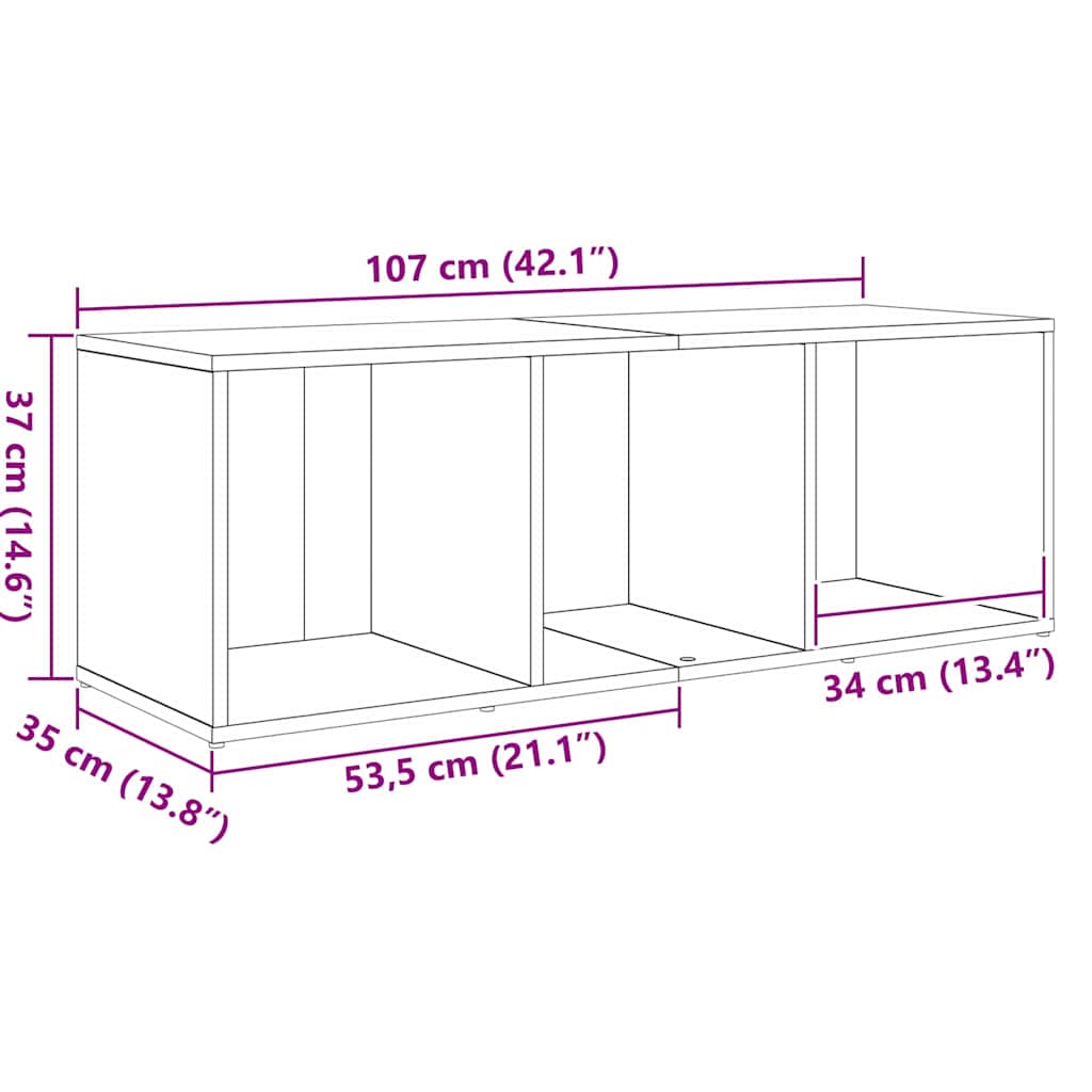 TV Cabinet 3 pcs Black 107 x 35 x 37 cm Engineered Wood