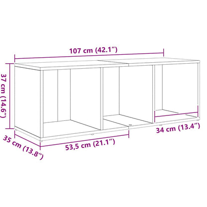 TV Cabinet 3 pcs Black 107 x 35 x 37 cm Engineered Wood