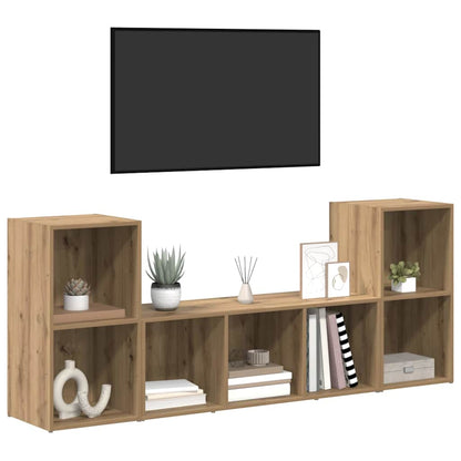 TV Cabinet 3 pcs Brown 107 x 35 x 37 cm Engineered Wood