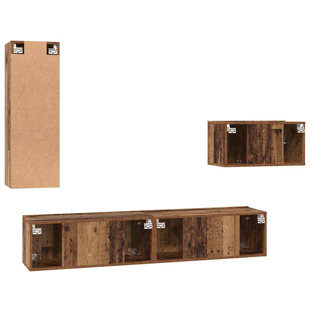 TV Cabinet Set 4 pcs Old wood 30.5 x 30 x 90 cm Engineered wood