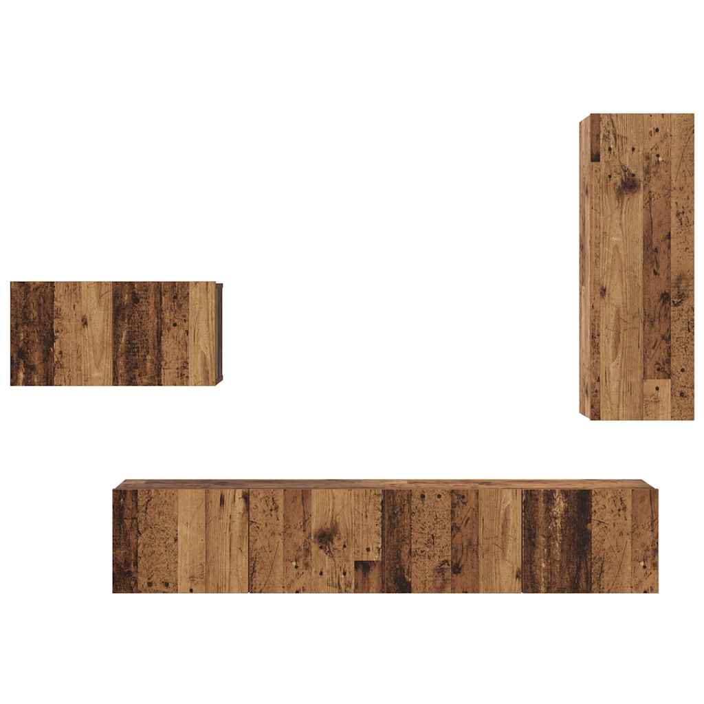 TV Cabinet Set 4 pcs Old wood 30.5 x 30 x 90 cm Engineered wood
