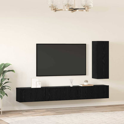 TV Cabinet Set Wall-mounted 4 pcs Black oak 30.5 x 30 x 90 cm