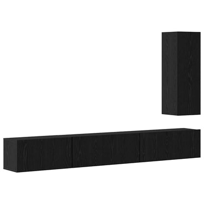 TV Cabinet Set Wall-mounted 4 pcs Black oak 30.5 x 30 x 90 cm