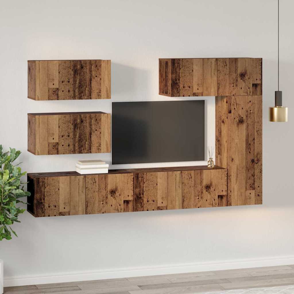 TV Cabinet Set 6 pcs Old wood 30.5 x 30 x 90 cm Engineered wood