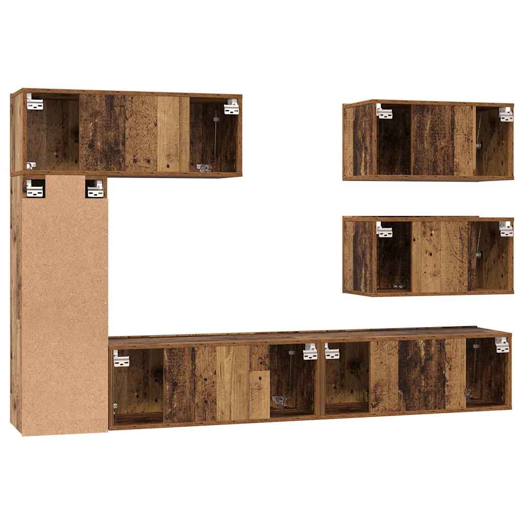 TV Cabinet Set 6 pcs Old wood 30.5 x 30 x 90 cm Engineered wood