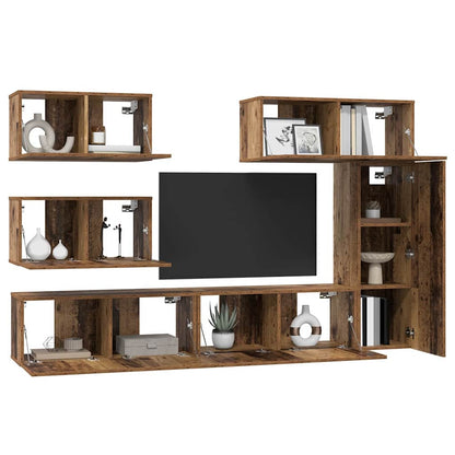TV Cabinet Set 6 pcs Old wood 30.5 x 30 x 90 cm Engineered wood