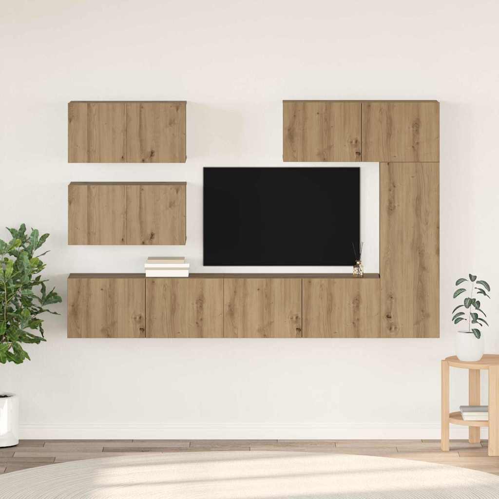 TV Cabinet Set Wall-mounted 6 pcs Artisan oak Engineered Wood