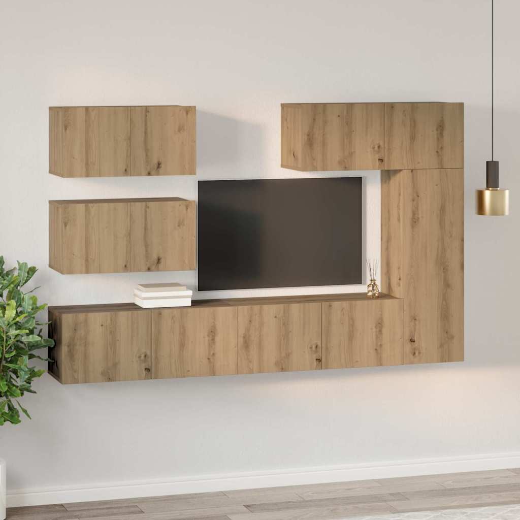 TV Cabinet Set Wall-mounted 6 pcs Artisan oak Engineered Wood
