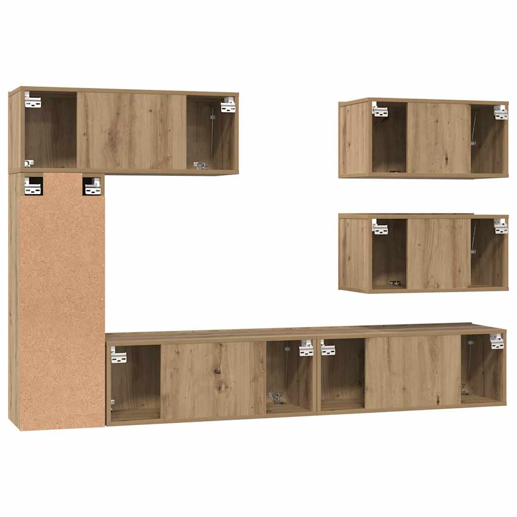 TV Cabinet Set Wall-mounted 6 pcs Artisan oak Engineered Wood