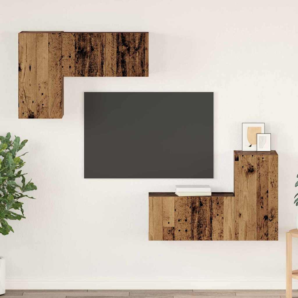 TV Cabinet Set 4 pcs Old wood 90.5 x 30 x 60 cm Engineered Wood