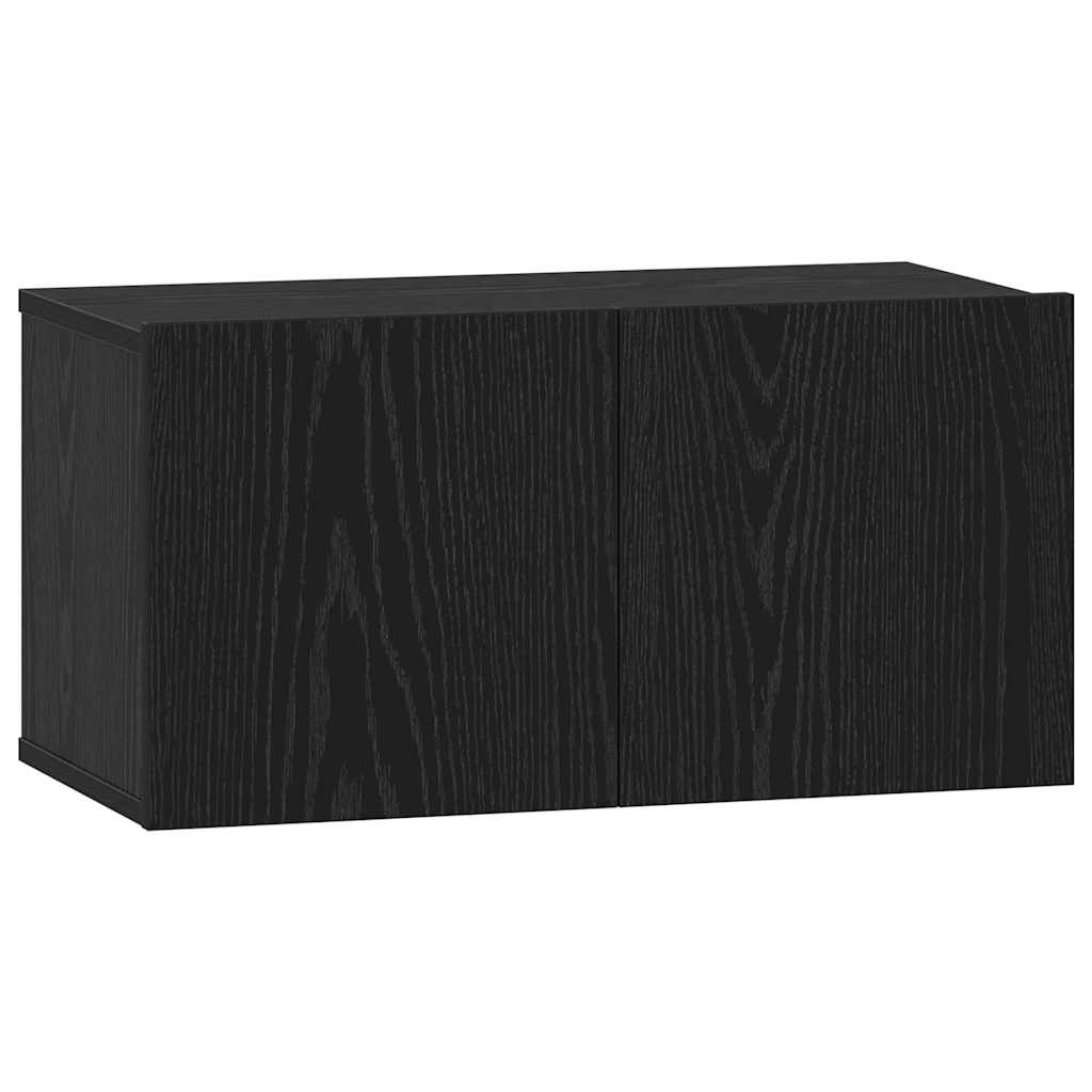 TV Cabinet Set Wall-mounted 4 pcs Black Oak Engineered Wood