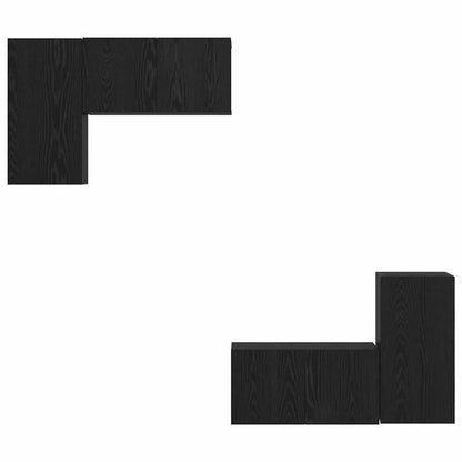 TV Cabinet Set Wall-mounted 4 pcs Black Oak Engineered Wood