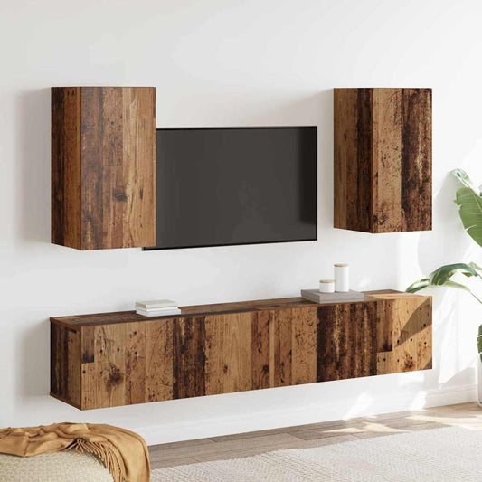 TV Cabinet Set 4 pcs Old wood 160 x 30 x 30 cm Engineered wood