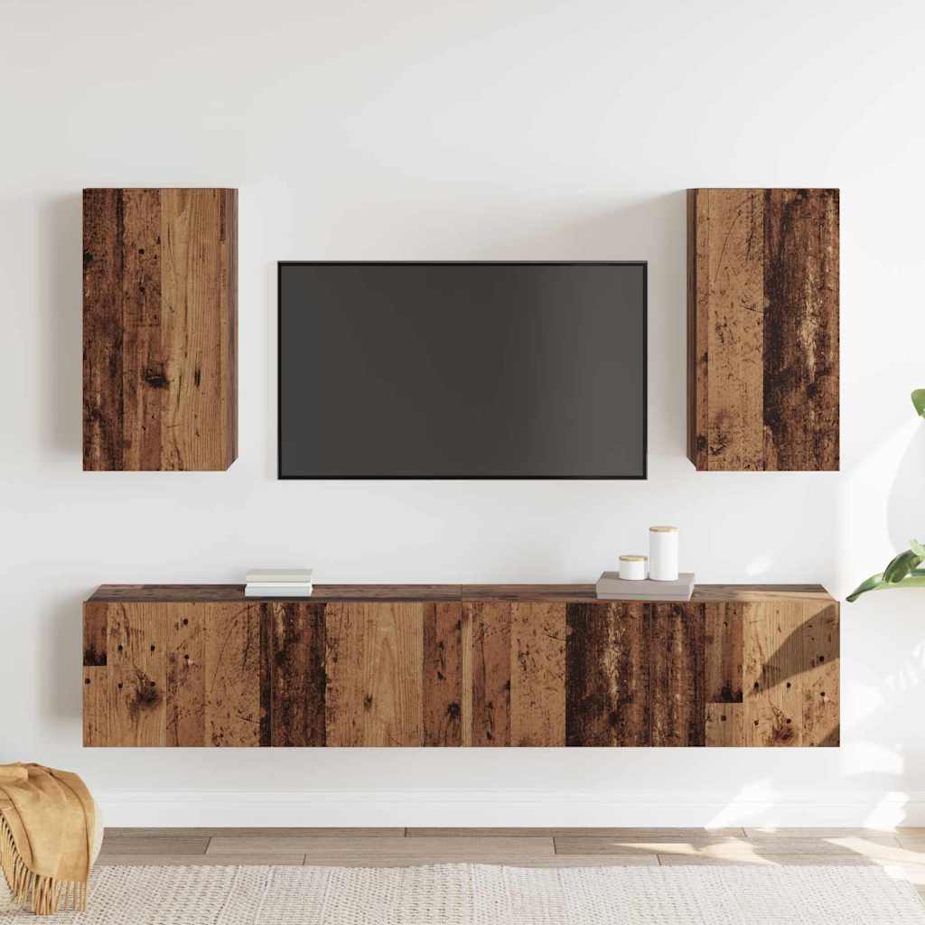 TV Cabinet Set 4 pcs Old wood 160 x 30 x 30 cm Engineered wood