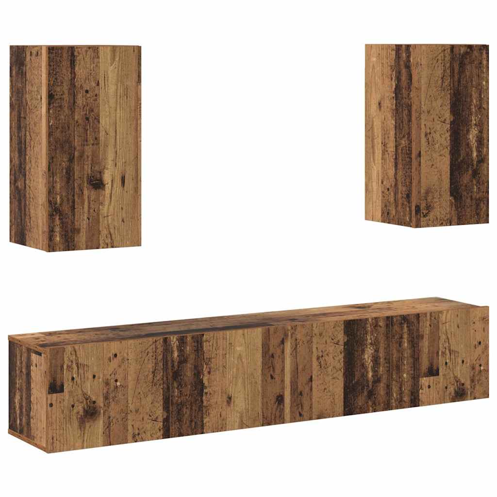 TV Cabinet Set 4 pcs Old wood 160 x 30 x 30 cm Engineered wood