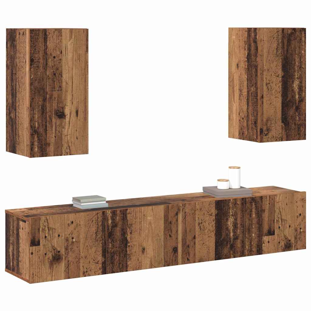 TV Cabinet Set 4 pcs Old wood 160 x 30 x 30 cm Engineered wood
