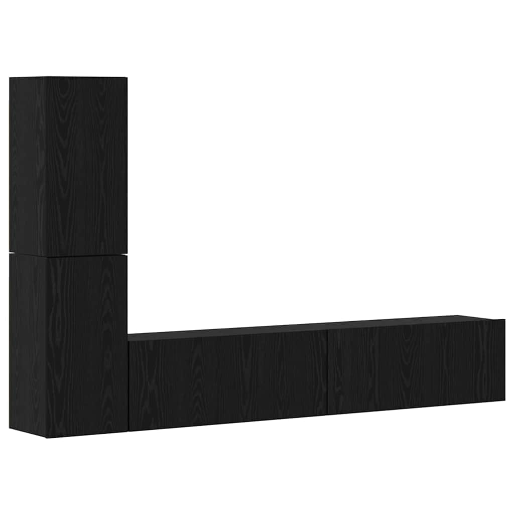 Wall TV Cabinet Wall-mounted Black oak Engineered wood
