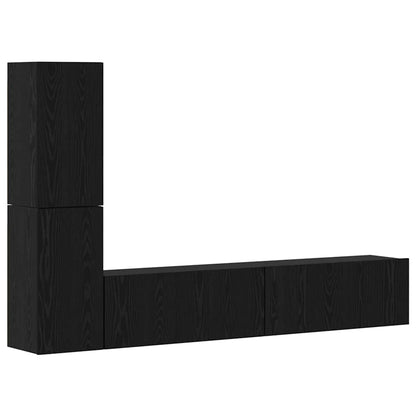 Wall TV Cabinet Wall-mounted Black oak Engineered wood