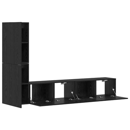 Wall TV Cabinet Wall-mounted Black oak Engineered wood