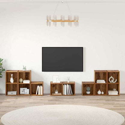 TV Cabinet Set Wall-mounted 8 pcs Old Wood Engineered Wood