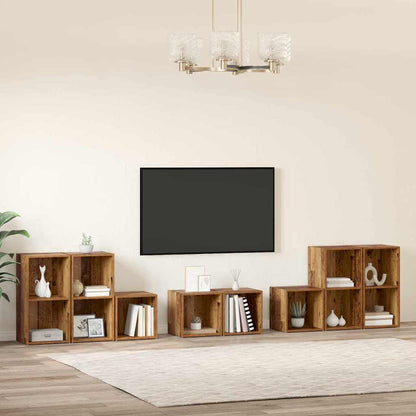 TV Cabinet Set Wall-mounted 8 pcs Old Wood Engineered Wood